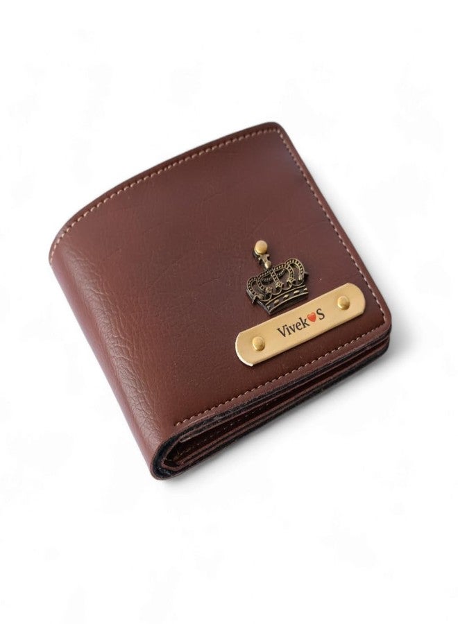 THE CUSTOMISED GIFT Personalized Name & Charm Leather Wallet for Men |Customized Valentine Propose Day Gifts for Men Boy Teens Boyfriend Husband Father Friend Family Office Lover Couples (Brown) - Image 1
