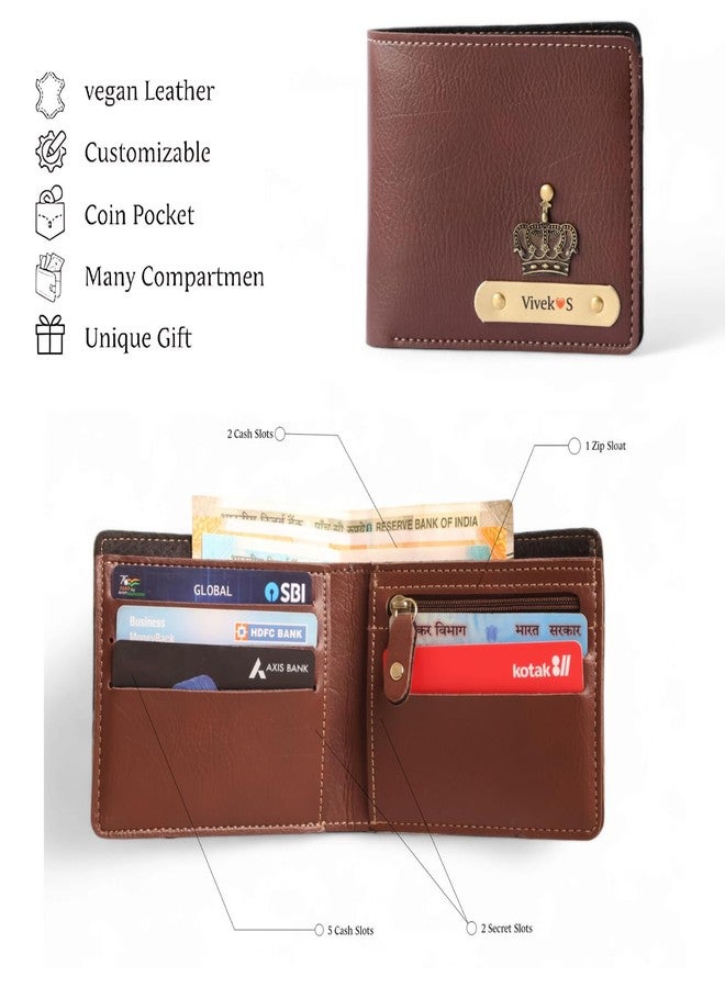 THE CUSTOMISED GIFT Personalized Name & Charm Leather Wallet for Men |Customized Valentine Propose Day Gifts for Men Boy Teens Boyfriend Husband Father Friend Family Office Lover Couples (Brown) - Image 4