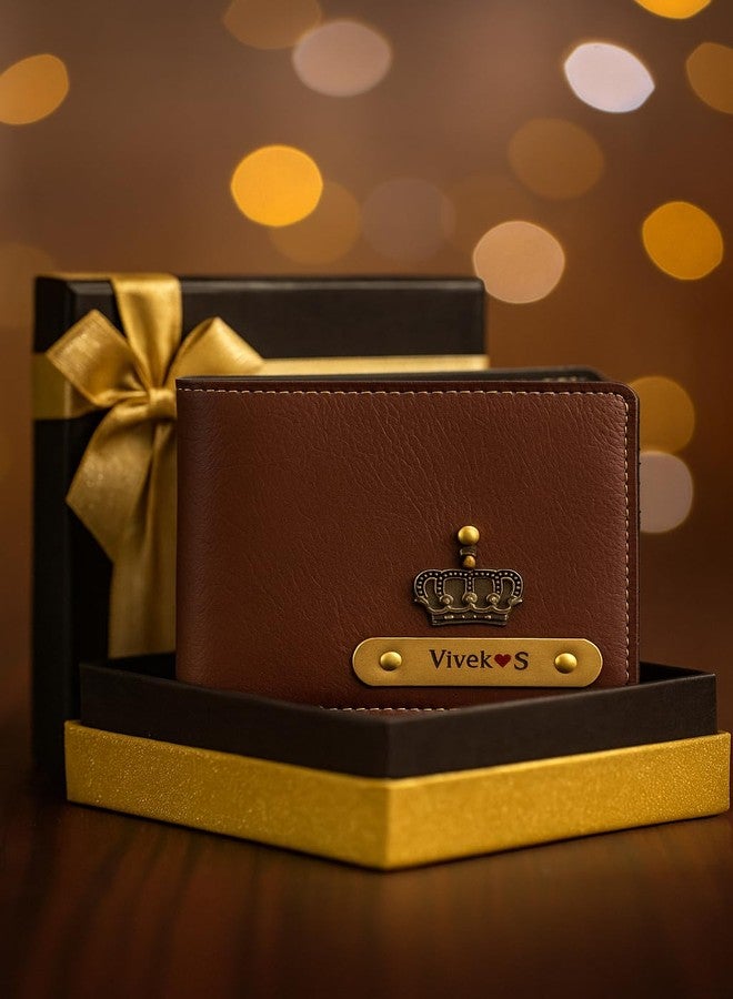 THE CUSTOMISED GIFT Personalized Name & Charm Leather Wallet for Men |Customized Valentine Propose Day Gifts for Men Boy Teens Boyfriend Husband Father Friend Family Office Lover Couples (Brown) - Image 2