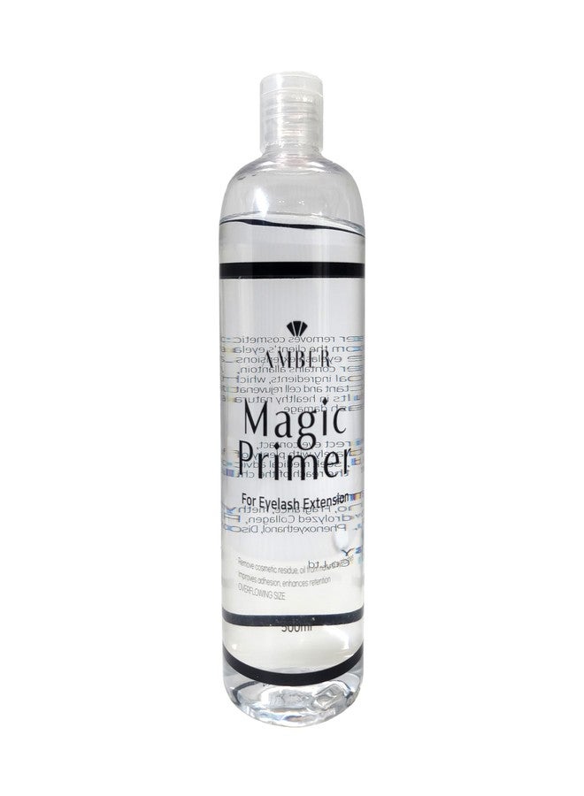 Amber Lash Magic Primer Plus+ [500ml/16.9oz], Gentle Eyelash Extension Primer to Increase Adhesive Strength and Bonding Retention on Natural Lashes, Remove Makeup Residue, Oil, and dust from lashes - Image 1