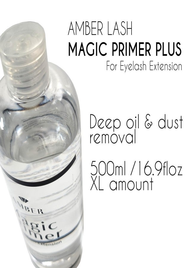 Amber Lash Magic Primer Plus+ [500ml/16.9oz], Gentle Eyelash Extension Primer to Increase Adhesive Strength and Bonding Retention on Natural Lashes, Remove Makeup Residue, Oil, and dust from lashes - Image 4