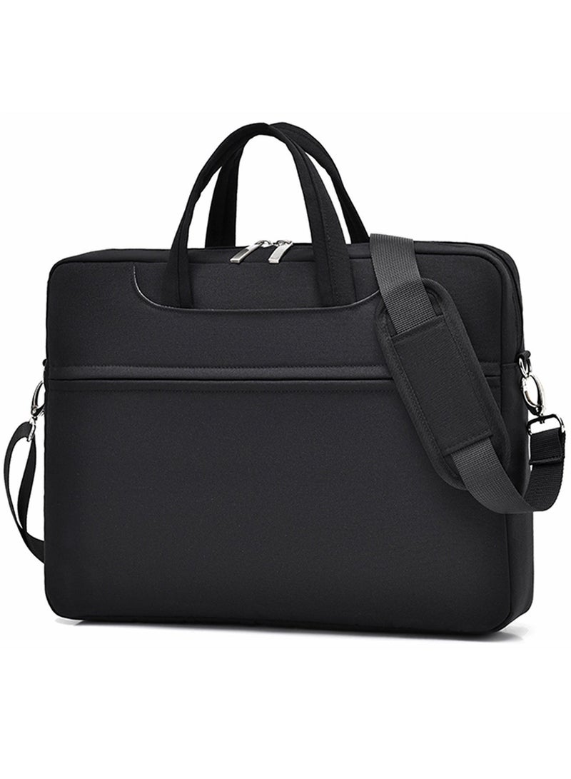 TokFaa Laptop Bag 15.6 Inch Carry On Laptop Case for Men Women Office Work Computer Bag Briefcase for Travel/Business/School Messenger Shoulder Bag with Strap-Black - Image 1