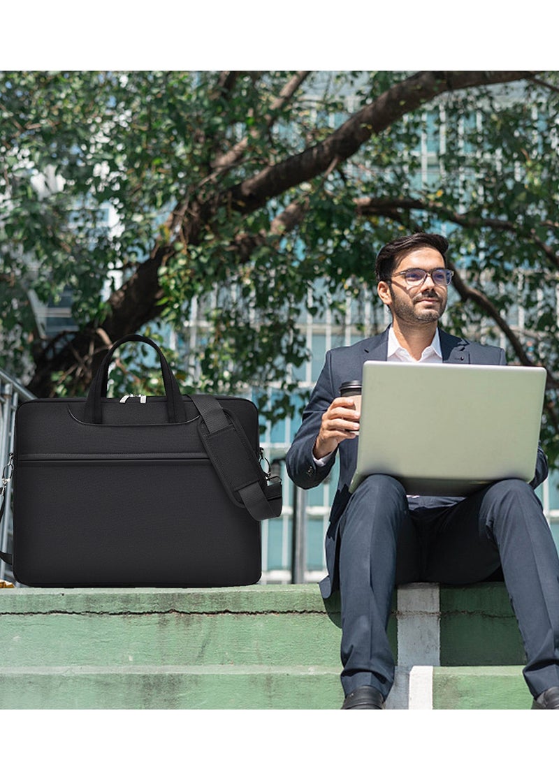 TokFaa Laptop Bag 15.6 Inch Carry On Laptop Case for Men Women Office Work Computer Bag Briefcase for Travel/Business/School Messenger Shoulder Bag with Strap-Black - Image 4