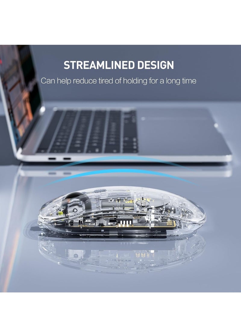 inphic - Wireless Mouse Transparent, 2.4G Slim Wireless Mouse Rechargeable with Power Indicator, 3 Adjustable DPI Optical Cordless Computer Mouse for laptop PC Mac - Image 1