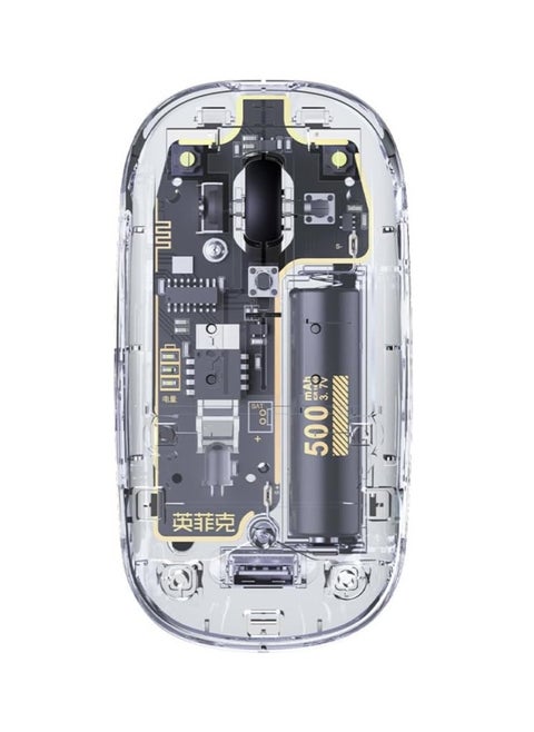 Wireless Mouse Transparent, 2.4G Slim Wireless Mouse Rechargeable with Power Indicator, 3 Adjustable DPI Optical Cordless Computer Mouse for laptop PC Mac