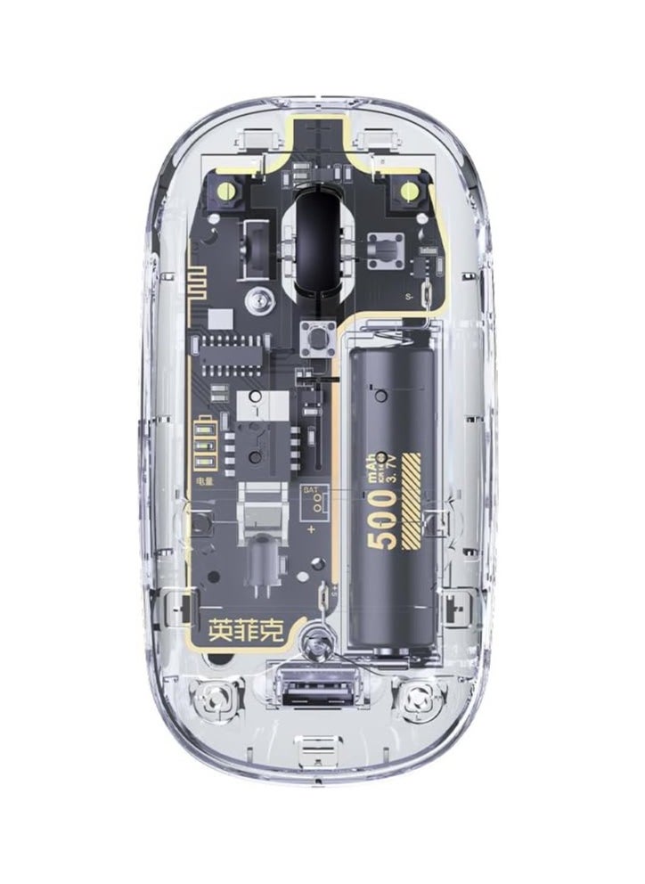 inphic - Wireless Mouse Transparent, 2.4G Slim Wireless Mouse Rechargeable with Power Indicator, 3 Adjustable DPI Optical Cordless Computer Mouse for laptop PC Mac - Image 1