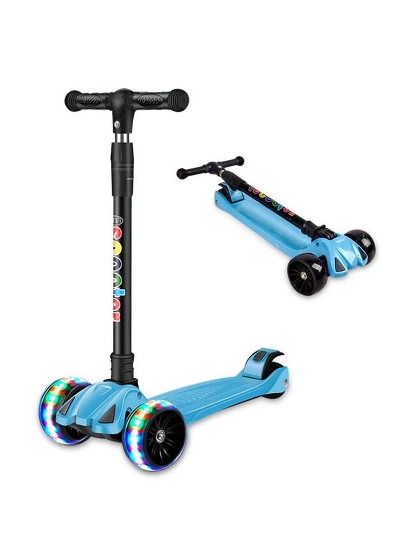 Kids scooter, 3 Wheel Scooter with Flash Wheels and Adjustable Height, Children Kick Scooter for 2-12 Year Kids (Bluel）  - Image 1