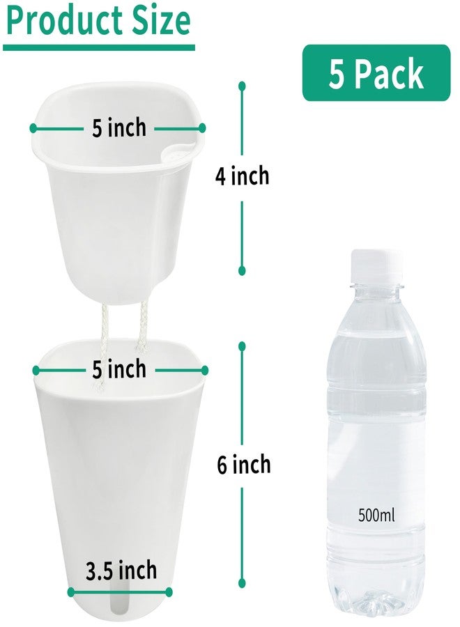 TCBWFY 5" Self Watering Pots,5 Sets Self Watering Planter Pots for Indoor Plants with Water Level Indicator and Multiple Vents,Self Watering Planters,Self Watering Plant Pot for House Plants,Flowers,Herbs - Image 3