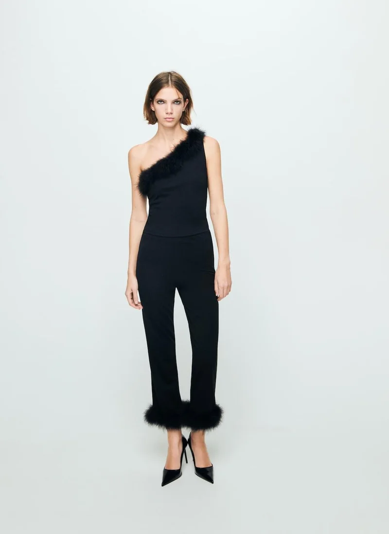 مانجو بلوزة منقطة غير متماثلة