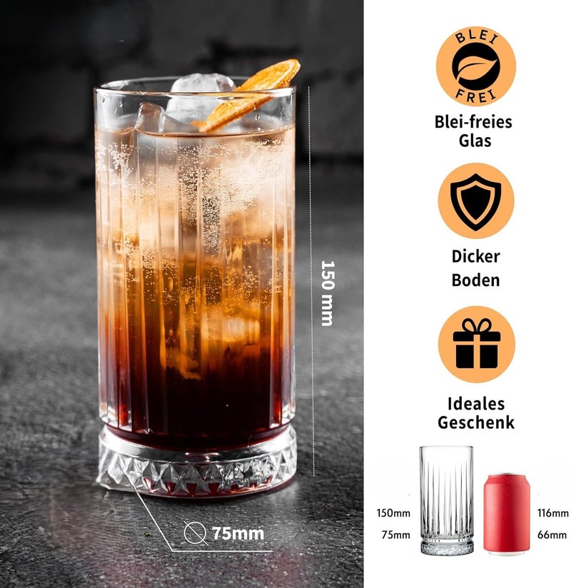 bellemax 300 ML Premium Juice Glasses Drinking Glasses,Highball Lead-Free Glasses,Tumblers for Water,Juice,Beer,Cocktail and Mixed Drinks - 6 Pieces,Transparent (BM-01) - Image 2