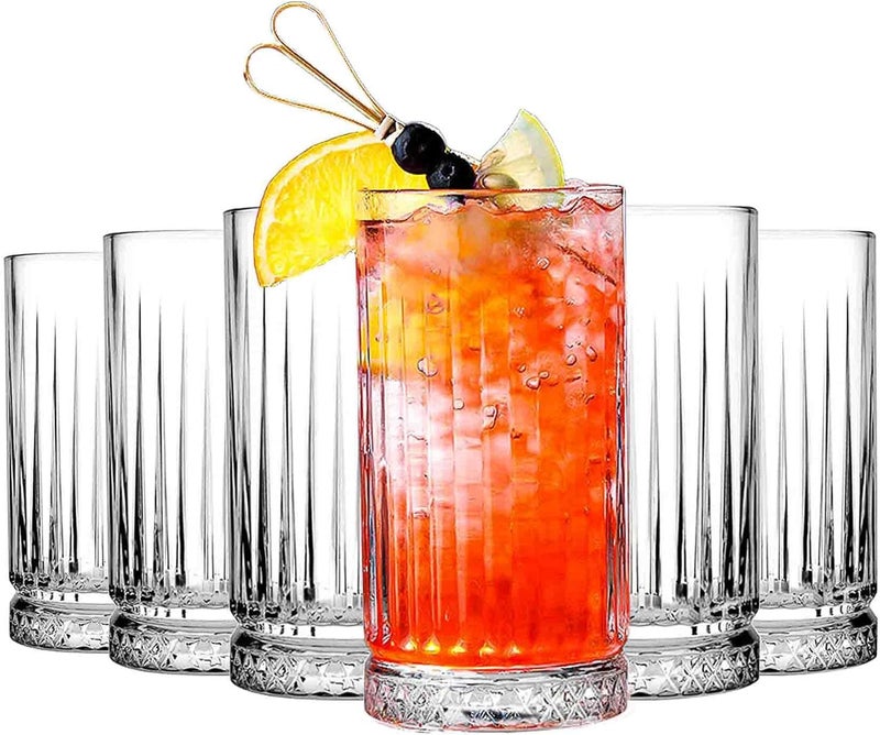 bellemax 300 ML Premium Juice Glasses Drinking Glasses,Highball Lead-Free Glasses,Tumblers for Water,Juice,Beer,Cocktail and Mixed Drinks - 6 Pieces,Transparent (BM-01) - Image 1