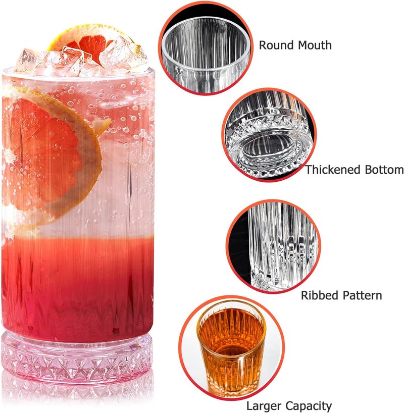 bellemax 300 ML Premium Juice Glasses Drinking Glasses,Highball Lead-Free Glasses,Tumblers for Water,Juice,Beer,Cocktail and Mixed Drinks - 6 Pieces,Transparent (BM-01) - Image 3