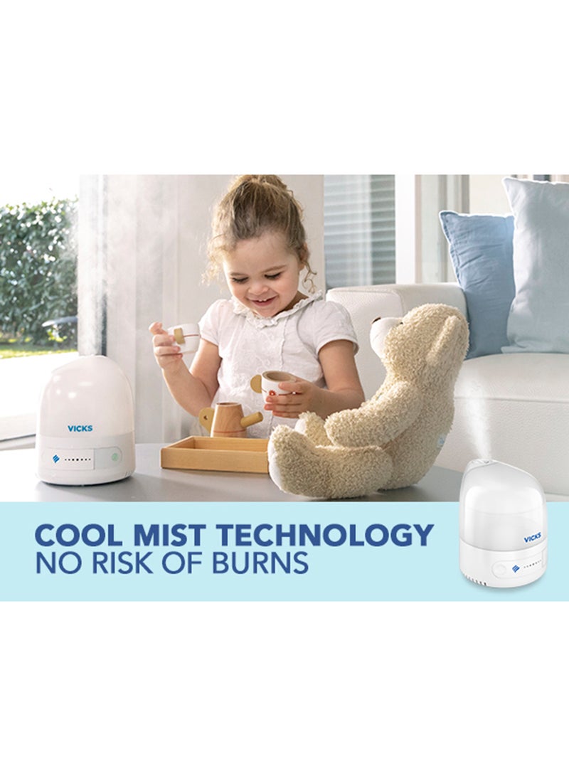 Vicks Personal Cool Mist Ultrasonic Humidifier - 15 Watts, Small, Easy to Use, Quiet - Constant Mist Output - Home Use, Bedroom, Office, Nursery - Essential Oil VapoPad Included - Up to 5h for 10m2 - VUL 510E1 - Image 3