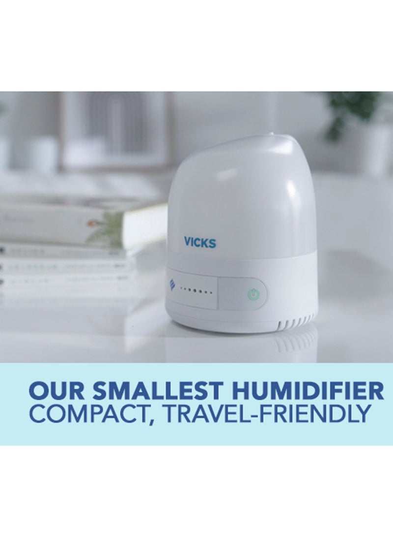 Vicks Personal Cool Mist Ultrasonic Humidifier - 15 Watts, Small, Easy to Use, Quiet - Constant Mist Output - Home Use, Bedroom, Office, Nursery - Essential Oil VapoPad Included - Up to 5h for 10m2 - VUL 510E1 - Image 2