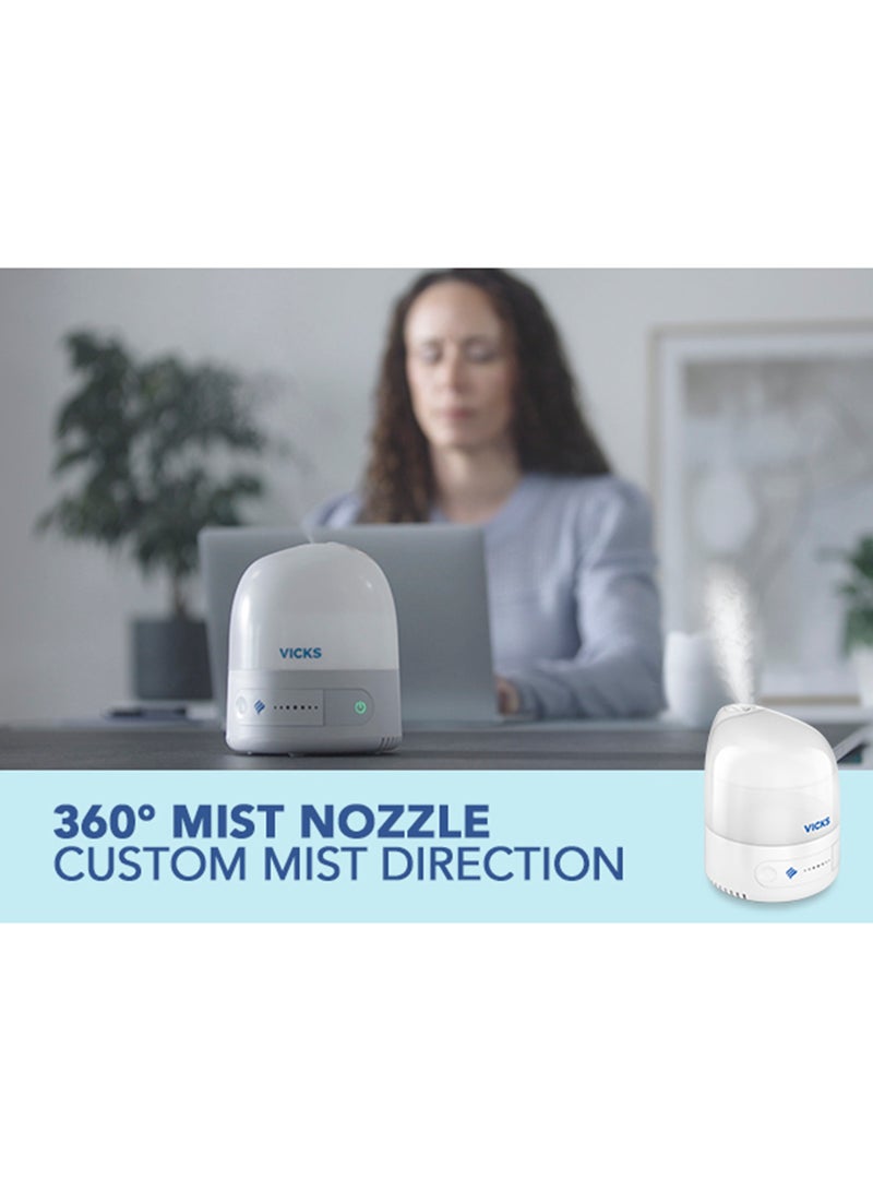 Vicks Personal Cool Mist Ultrasonic Humidifier - 15 Watts, Small, Easy to Use, Quiet - Constant Mist Output - Home Use, Bedroom, Office, Nursery - Essential Oil VapoPad Included - Up to 5h for 10m2 - VUL 510E1 - Image 4