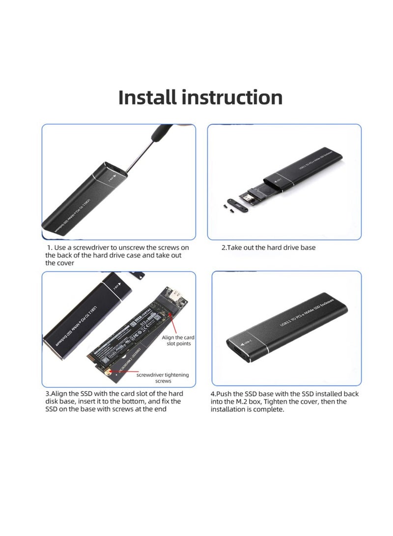 AROAQ Portable Adapter M Key HD Storage Box for Mac Windows Laptop PC Type C - Image 3