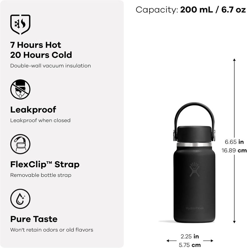 Hydro Flask – Micro Hydro 200 ml (6.7 oz) – Leakproof, Insulated Mini Flask with Clip-On Strap – Cold & Hot Up to 7 Hrs – Compact & Durable – Mermaid Green - Image 1