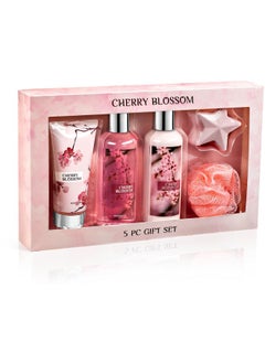 Freida and Joe Freida & Joe Fragrance Bath & Body Collection Gift Box, Includes Shower Gel, Body Lotion, Body Scrub, Bath Bomb & Sponge (Japanese Cherry Blossom)  - Image 1