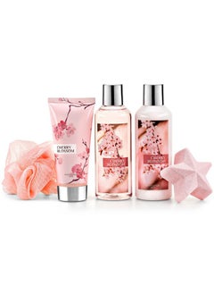 Freida and Joe Freida & Joe Fragrance Bath & Body Collection Gift Box, Includes Shower Gel, Body Lotion, Body Scrub, Bath Bomb & Sponge (Japanese Cherry Blossom)  - Image 2