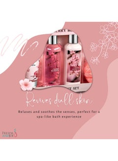 Freida and Joe Freida & Joe Fragrance Bath & Body Collection Gift Box, Includes Shower Gel, Body Lotion, Body Scrub, Bath Bomb & Sponge (Japanese Cherry Blossom)  - Image 3