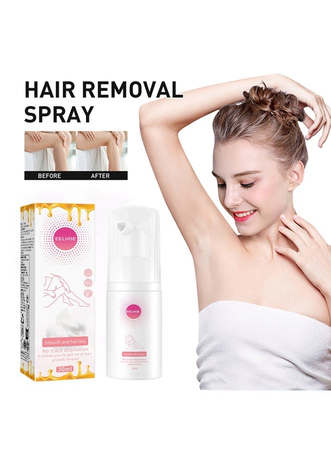EELHOE Smooth and hairless - Beeswax Hair Removal Mousse, High Quality Mousse Hair Removal Spray, Gentle Beeswax Hair Removal Honey Mousse Spray Moisturizing Hair Removal Spray For Women 30ml - Image 1