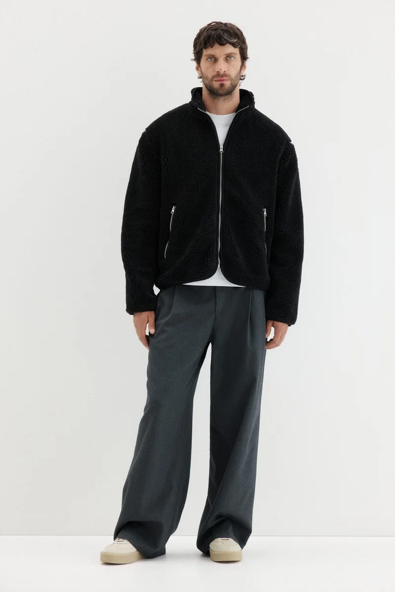 اتش اند ام جاكيت بقصّة عادية من نسيج التيدي