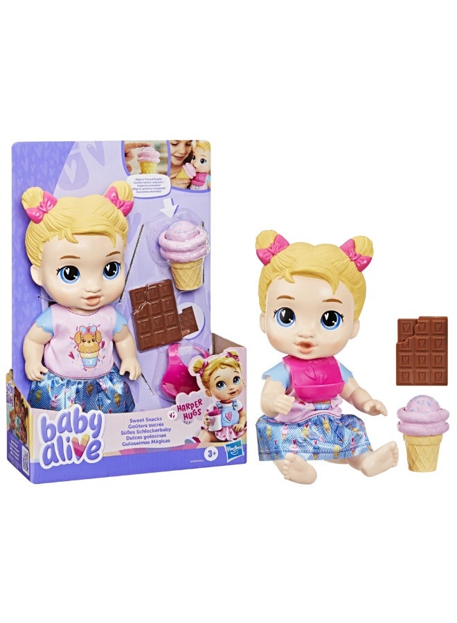 Baby Alive Sweet Snacks Harper Hugs Doll with Food Accessories, Blonde Hair, 11 Inches, Toys for 3 Year Old Girls and Boys & Up - Image 2