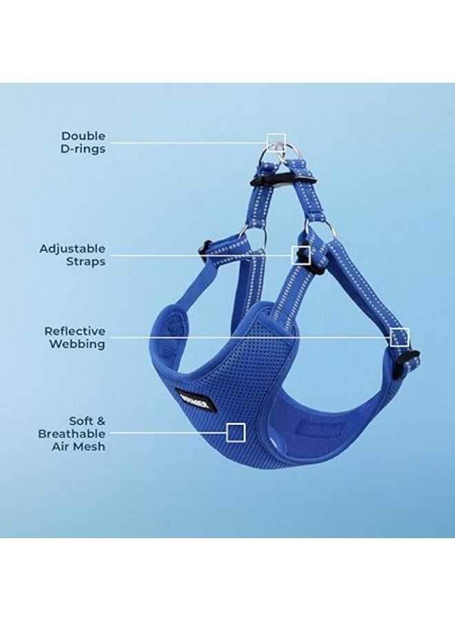 فوييجر سرج كلب قابل للتعديل فوياجر بشرائط عاكسة ، صدرية متينة لكامل الجسم مانعة للشد مع حلقة على شكل حرف D لتوصيل السير، مزود بمسامات للتهوية، أزرق ملكي، مقاس سمول S - Image 4