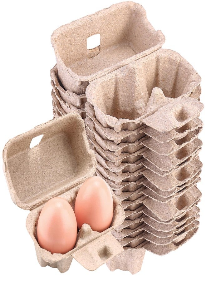 LayHyand 100 Pack Egg Cartons Bulk Pulp, 2 Cell Containers Vintage Easter Style, 1/6 Dozen Sturdy Natural Paper Holder Box for Storage Fresh Chicken Huevo - Image 1