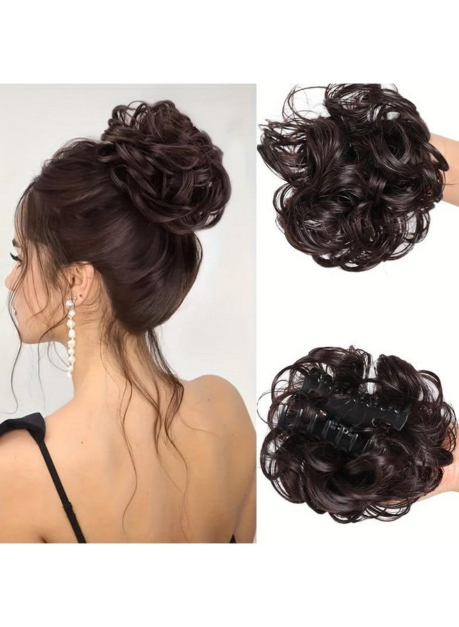 Chanderkash 2 Pcs Juda Extension Messy style With Clutcher For Women And Girls Hair Extension Hair Piece with Claw Clip Hair Buns Curly Wavy Hairpieces Synthetic Hair Scrunchies (Brown) - Image 1