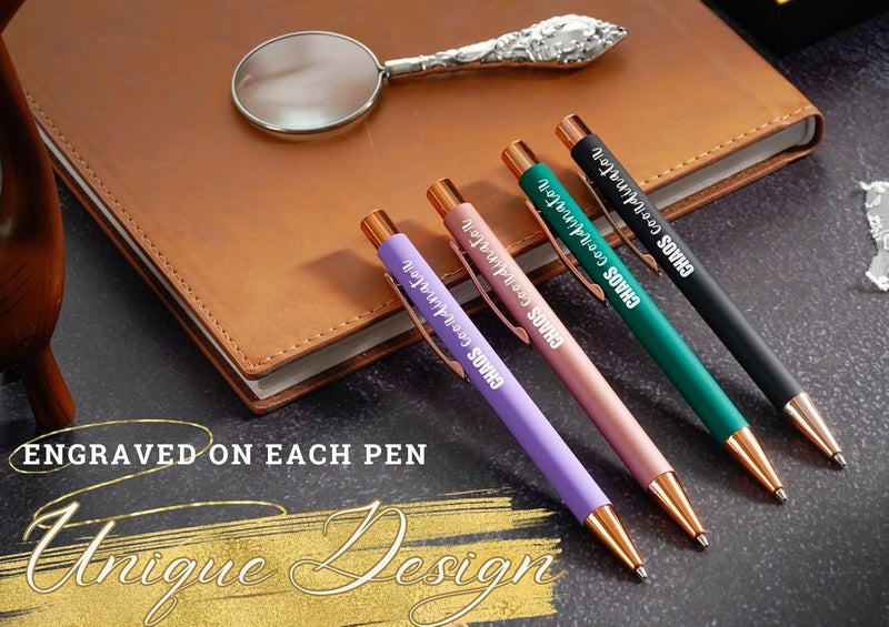 InnoBeta Chaos Coordinator Gifts Ballpoint Pen Set of 4 Funny Inspirational Pens Office Thank You Gifts for Social Workers Managers Boss Lady Coworkers Administrator Teacher Principal Nurse - Image 2