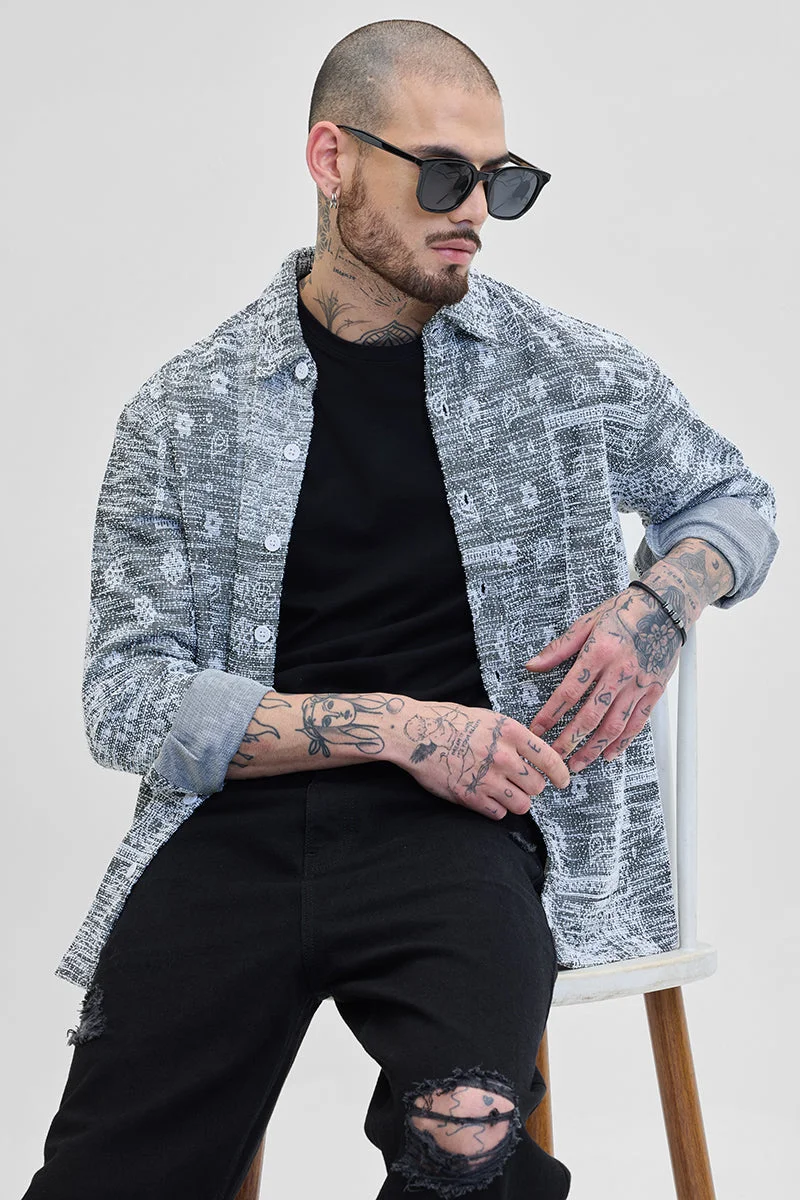 SNITCH Grey Self Design Jacket