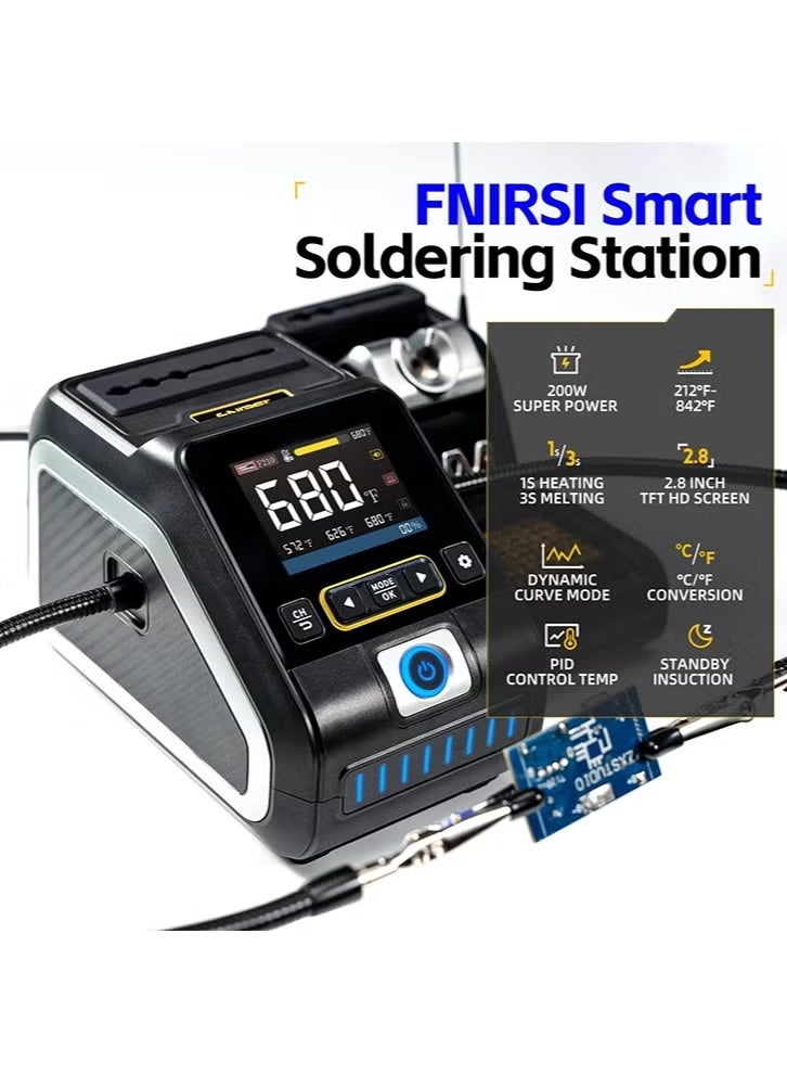 فنيرسي FNIRSI DWS-200 200W 245 مجموعة محطة لحام الرقمية الدقيقة مع 6 F245 لحام الحديد و 2 مساعدة اليدين ، وقيمة مؤقت - Image 4