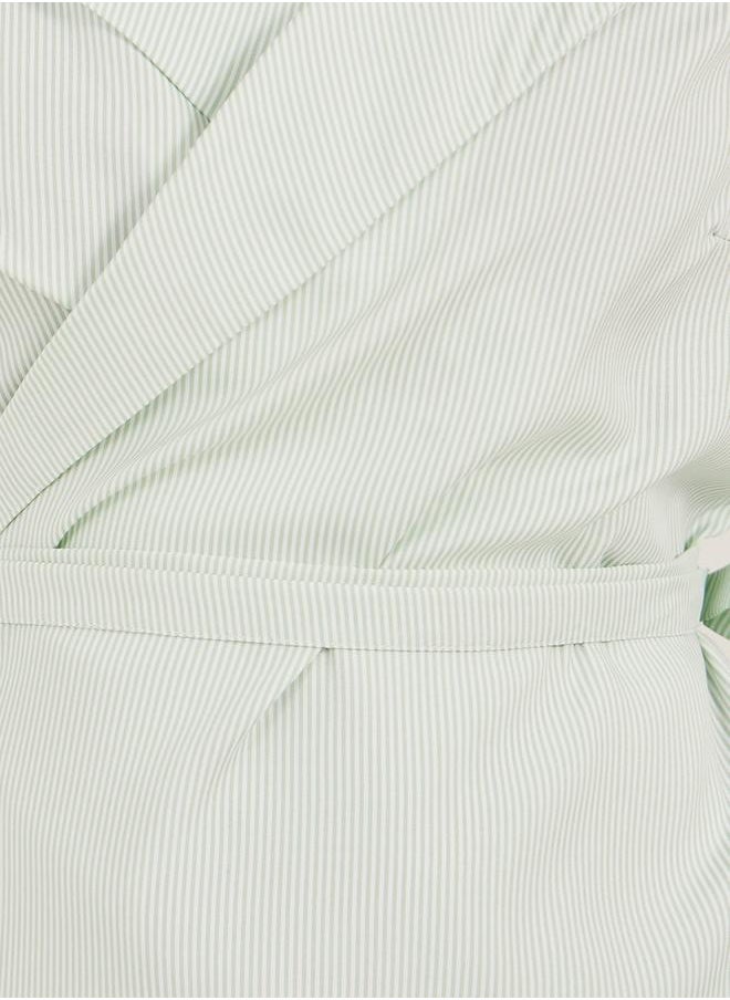 Styli Striped Notch Lapel Wrap Top with Tie Detail  - Image 3