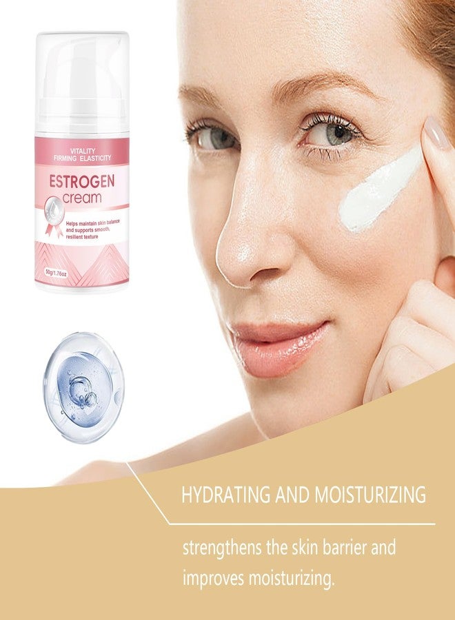 Kisinly Estrogen Cream for Face, Estriol Face Cream, Natural Bioidentical Progesterone Cream for Menopause Relief, Moisturizers,Hormone Balance,kin Firmness & Hyaluronic Acid 1.76 fl. Oz - Image 2