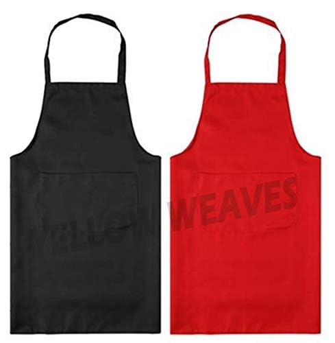 Yellow Weaves™ Waterproof Set of 2 Black & Red Apron - 22 X 30 Inches - Image 2
