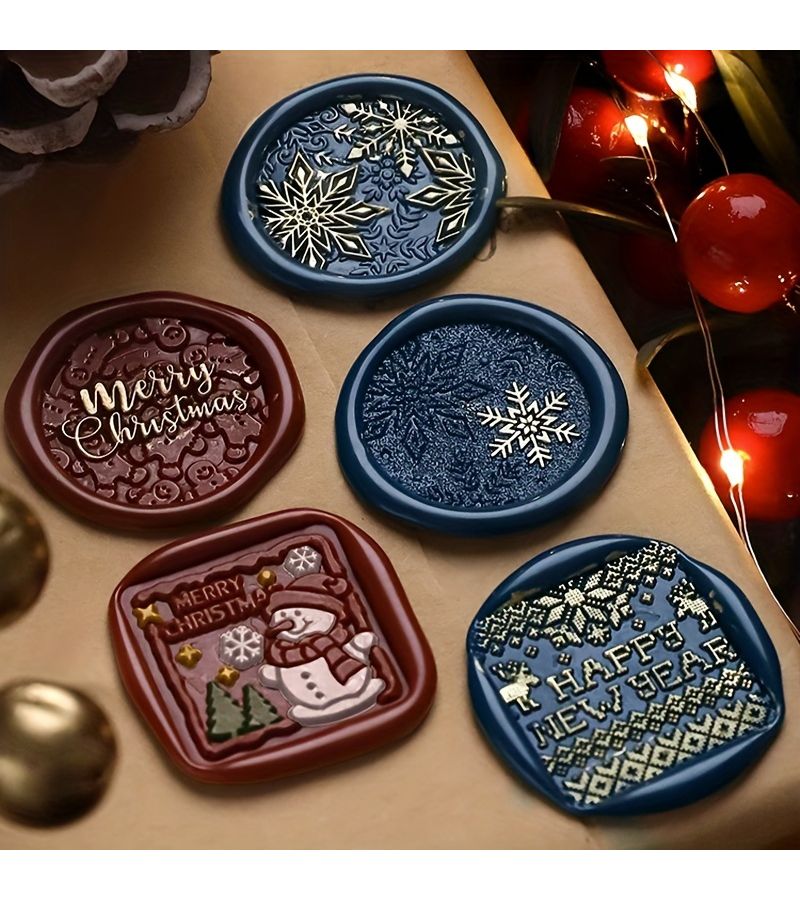 Christmas Series Sealing Wax Stamp Head Snow Viewing Period Brass Head For Invitation Envelope Crafts Replacement Copper Head Frosted Relief Style Wax Seals - Image 1