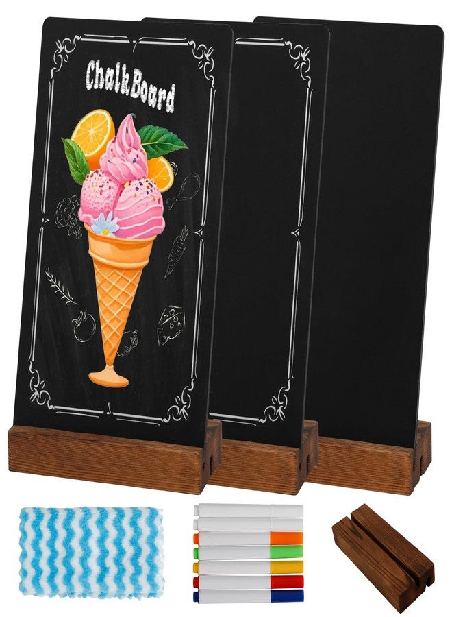 MIIOO 3Pcs Pre-Printed Border Chalkboard Signs with Stand, 5"x 8" Mini Tabletop Chalk Board Menu Display, Double Sided Food Labels for Party Buffet - Vintage - Image 1