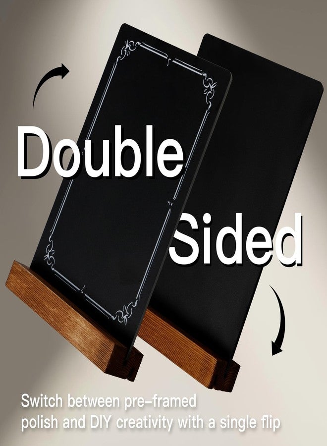 MIIOO 3Pcs Pre-Printed Border Chalkboard Signs with Stand, 5"x 8" Mini Tabletop Chalk Board Menu Display, Double Sided Food Labels for Party Buffet - Vintage - Image 2