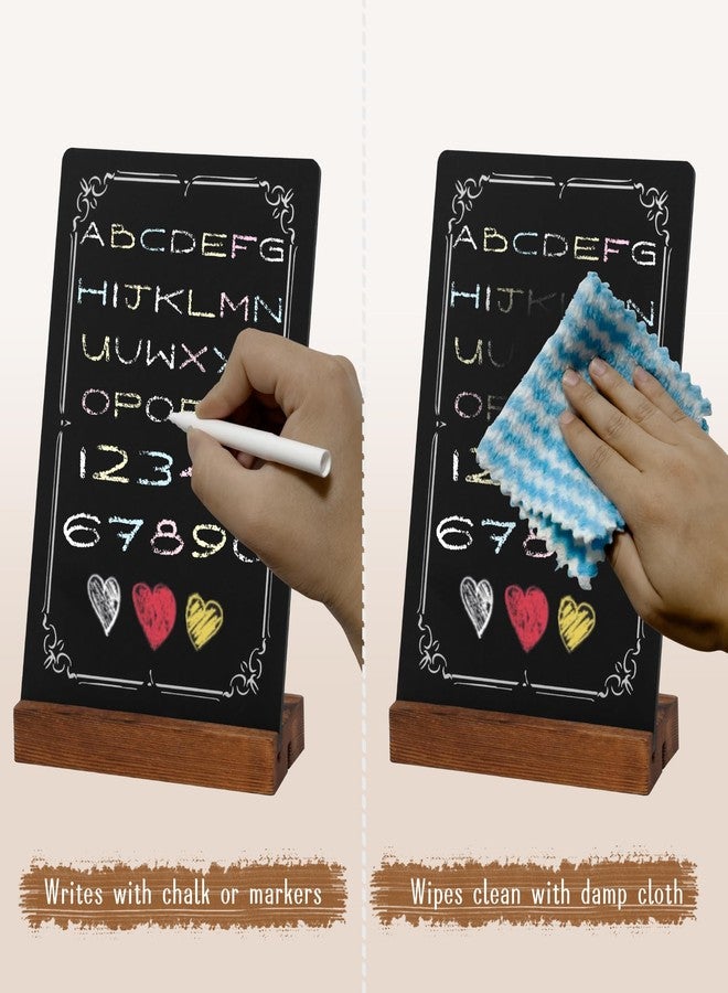 MIIOO 3Pcs Pre-Printed Border Chalkboard Signs with Stand, 5"x 8" Mini Tabletop Chalk Board Menu Display, Double Sided Food Labels for Party Buffet - Vintage - Image 3