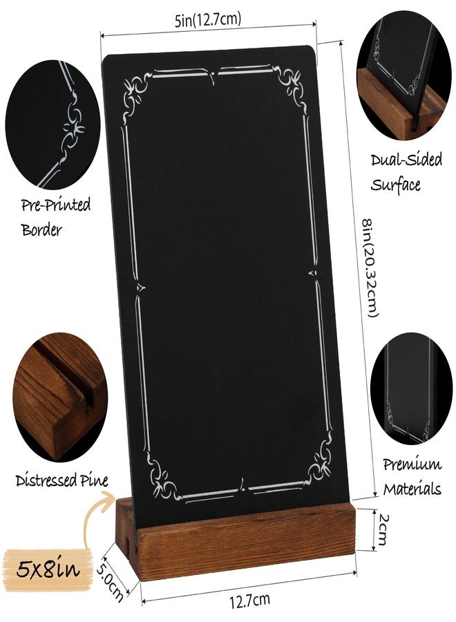 MIIOO 3Pcs Pre-Printed Border Chalkboard Signs with Stand, 5"x 8" Mini Tabletop Chalk Board Menu Display, Double Sided Food Labels for Party Buffet - Vintage - Image 4