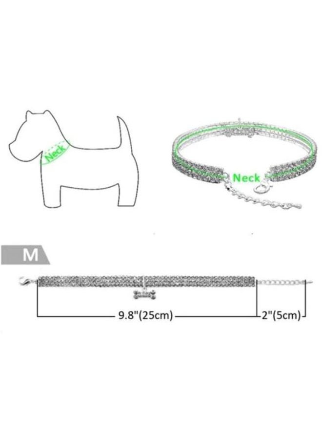 عقد طوق مزين بالخرز اللامع فضي 25 سم - Image 2