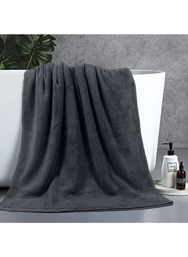 BYFT Home Ultra (Grey) Premium Cotton Bath Sheet (90X180 Cm- Set Of 1) Highly Absorbent, High Quality Bath Linen With Checkered Dobby-550 Gsm - Image 1