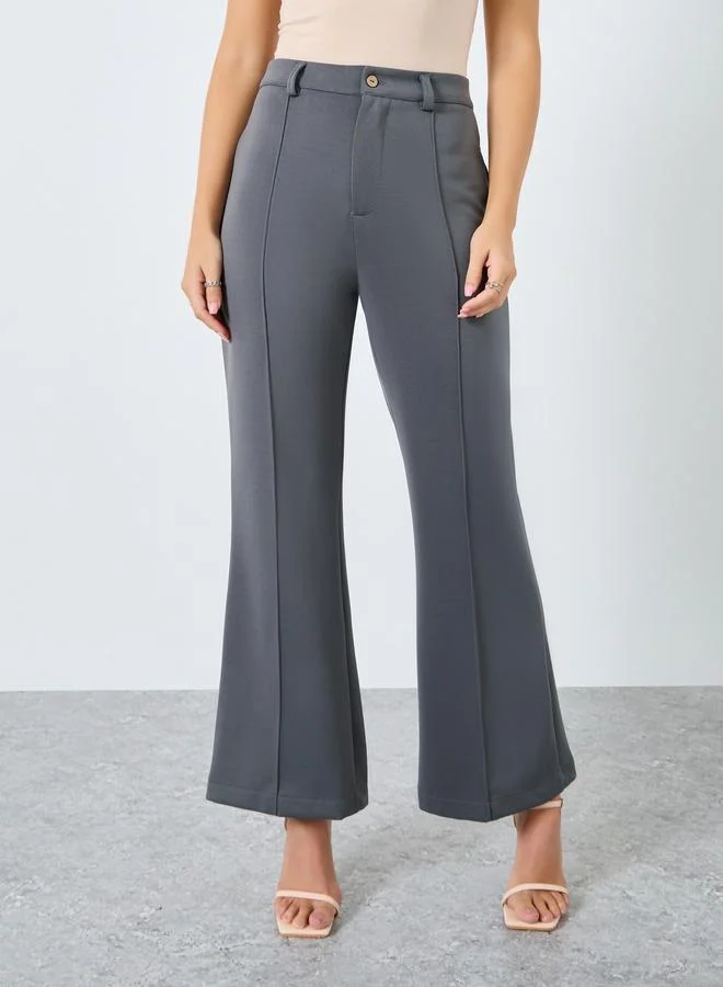 Styli Styli Elegant Grey Wide Leg Trousers