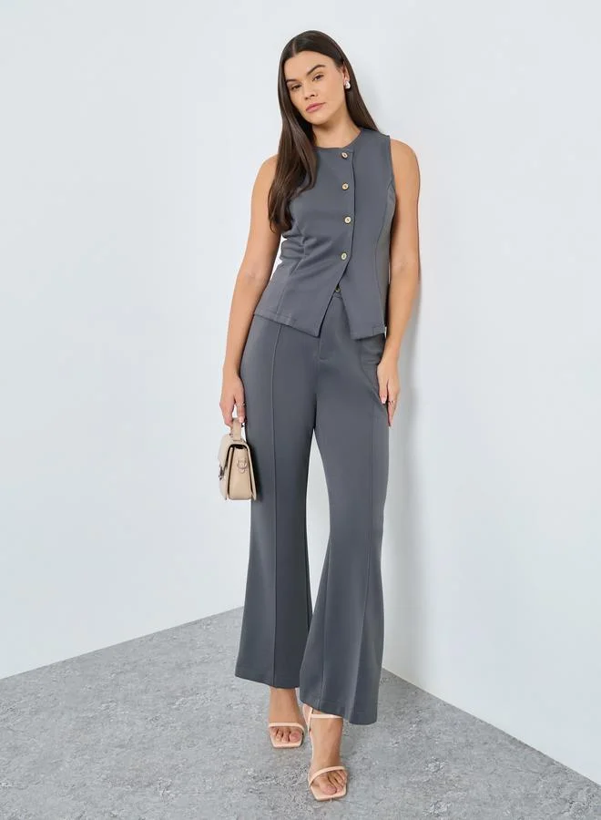 Styli Styli Elegant Grey Wide Leg Trousers