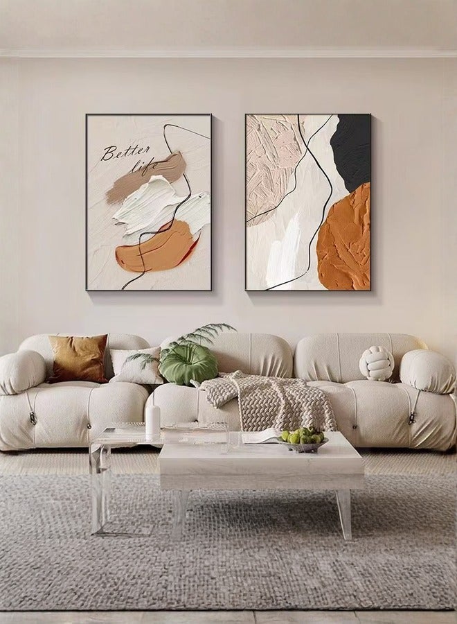 مجموعة 2 أعمال فنية جدارية باطنة بأطار ألومنيوم فحم بحجم 30×40 سم لديكور المنزل والغرفة المعيشية والمكتب 关键词 - Image 1