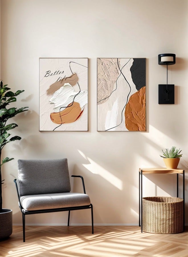 مجموعة 2 أعمال فنية جدارية باطنة بأطار ألومنيوم فحم بحجم 30×40 سم لديكور المنزل والغرفة المعيشية والمكتب 关键词 - Image 2