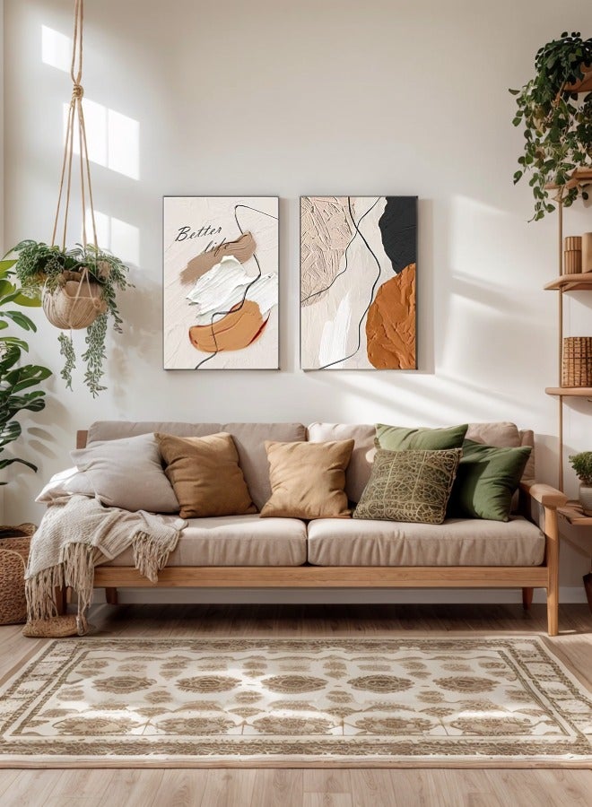 مجموعة 2 أعمال فنية جدارية باطنة بأطار ألومنيوم فحم بحجم 30×40 سم لديكور المنزل والغرفة المعيشية والمكتب 关键词 - Image 3