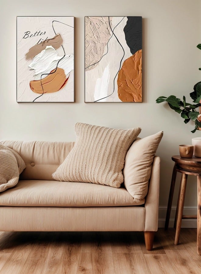 مجموعة 2 أعمال فنية جدارية باطنة بأطار ألومنيوم فحم بحجم 30×40 سم لديكور المنزل والغرفة المعيشية والمكتب 关键词 - Image 5