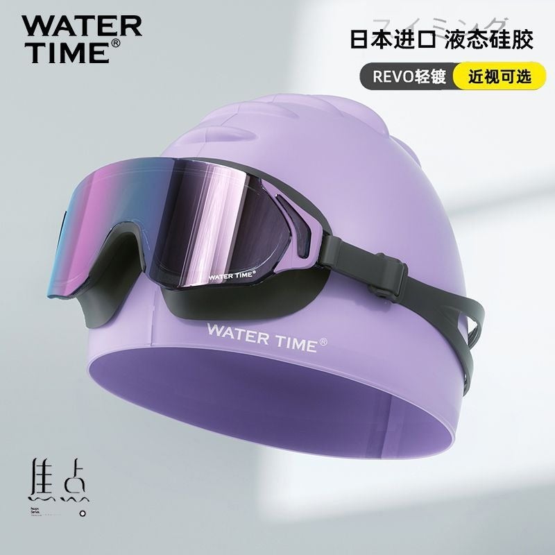 WATERTIME نظارات سباحة واترتايم الاحترافية مقاومة للماء ومضادة للضباب، بتصميم إطار كبير مناسب لقصر النظر، للرجال والنساء - Image 3